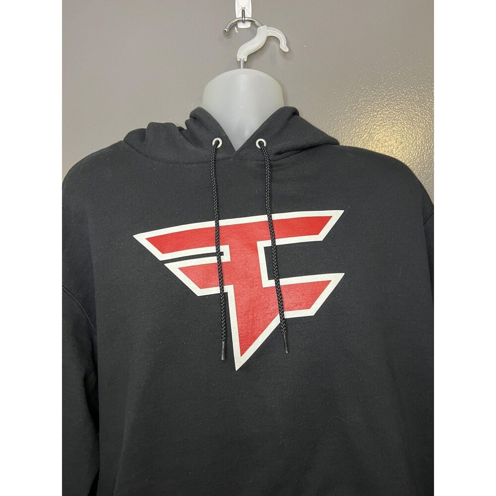 Champion Hoodie Mens XL Black FaZe Clan Logo Fleece Pullover Sweatshirt Gaming